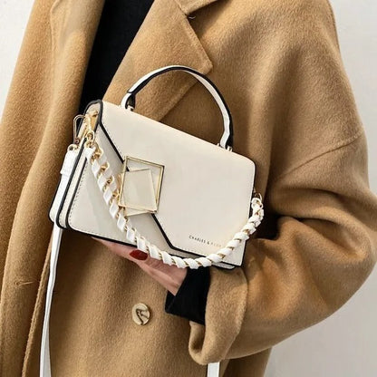 Luna White Geometric Crossbody Bag – Adjustable Shoulder Bag