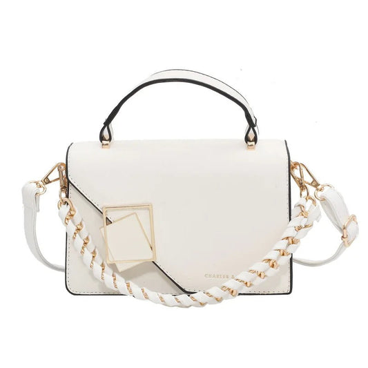 Luna White Geometric Crossbody Bag – Adjustable Shoulder Bag